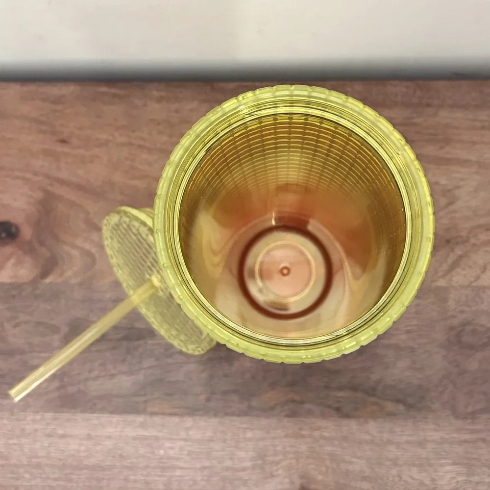 Starbucks Tumbler Cup Gradient Yellow Pink Textured Plastic Cold Cup Lid Venti